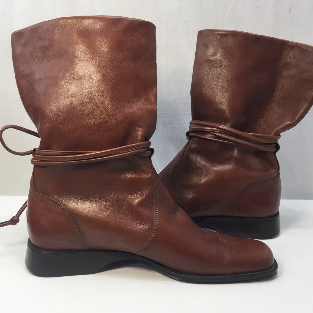 Joan and David Brown Leather Ladies Boots, Mid Calf, Size 9M